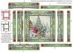Santa Decorating Tree Spiral Edge Stacker Card Front