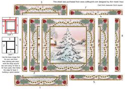 Christmas Snow Tree Spiral Edge Stacker Card Front