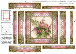 Rose Bouquet Spiral Edge Stacker Card Front