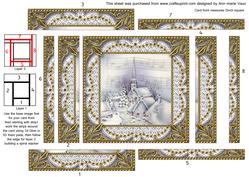 Christmas Blue Church Spiral Edge Stacker Card Front