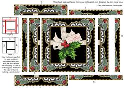 Christmas Holly Greetings Spiral Edge Stacker Card Front