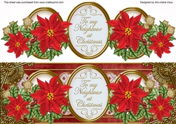 Red Poinsettia My Neighbour Large DL Decoupage Topper