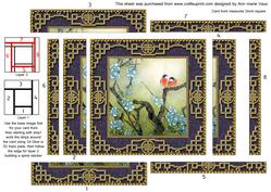Oriental Lovebirds Spiral Edge Stacker Card Front
