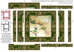 Oriental Blossom Birds Spiral Edge Stacker Card Front
