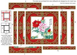 Oriental Peonies Spiral Edge Stacker Card Front