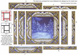 Blue Christmas Trees Spiral Edge Stacker Card Front