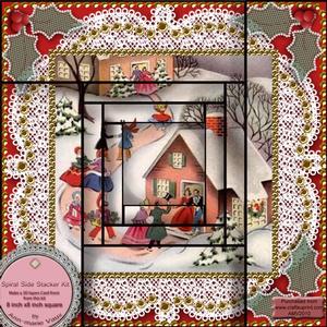 Christmas Party House Spiral Edge Stacker 8x8 Card Front Kit
