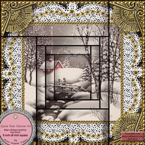 Christmas Snow Scene Spiral Edge Stacker 8x8 Card Front Kit