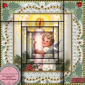 Christmas Candle Angel Spiral Edge Stack 8x8 Card Front Kit