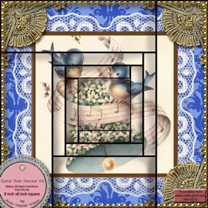 Wedding Bluetit Bell Spiral Edge Stacker 8x8 Card Front Kit