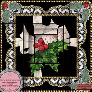 Holly Greeting Spiral Edge Stacker 8x8 Card Front Kit