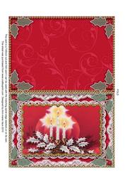 Christmas Red Candle Trio Matchin Spiral 7x5inch Folded Card