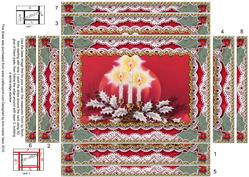 Xmas Red Candle Trio Spiral Edge Stacker 7x5in Card Front