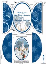 Christmas Snow Church Round Gatefold Card & Topper