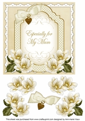 Cream Magnolia Especially for my Mum Fancy 7inch Decoupage Topper
