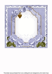 Pale Blue Rose Fancy Floral 7inch Insert Panel