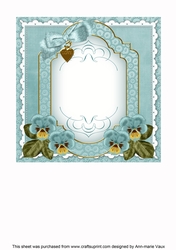 Dusky Teal Pansy Fancy Floral 7inch Insert Panel