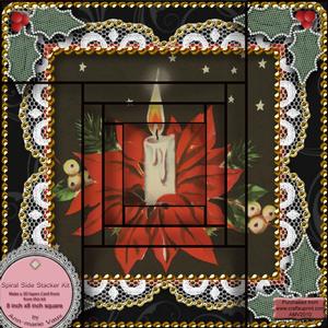 Christmas Candle Bouquet Spiral Edge Card Front 8x8 Kit