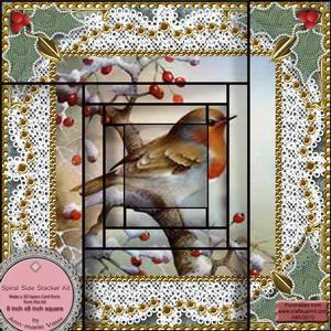 Christmas Robin 1 Spiral Edge Stacker Card Front 8x8 Kit