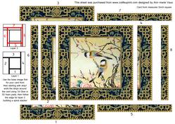 Oriental Blue Tit Duo Spiral Edge Stacker Card Front