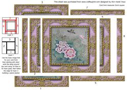 Oriental Butterfly Peony 2 Spiral Edge Stacker Card Front