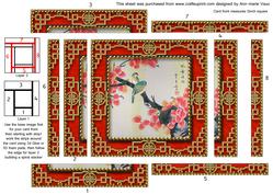 Oriental Colourful Birds Spiral Edge Stacker Card Front