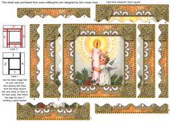 Christmas Candle Angel 2 Spiral Wavy Edge Stacker Card Front