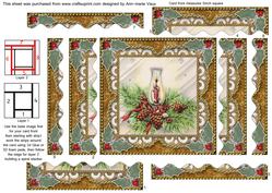 Christmas Candle Lantern 2 Spiral Wavy Edge Card Front