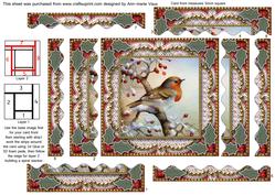 Christmas Robin 1 Spiral Wavy Edge Stacker Card Front