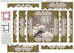 Christmas Snow Scene 2 Spiral Wavy Edge Stacker Card Front