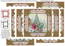 Santa Decorating Tree Spiral Wavy Edge Stacker Card Front