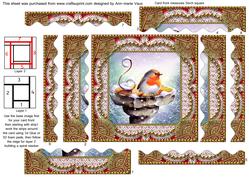 Christmas Robin 2 Spiral Wavy Edge Stacker Card Front