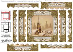 Chrismtas Snow Steeple Spiral Wavy Edge Stacker Card Front