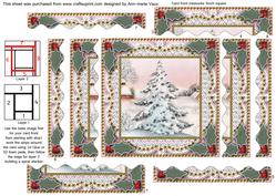 Christmas Snow Tree Spiral Wavy Edge Stacker Card Front