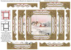 Christmas Snow Village 1 Spiral Wavy Edge Stacker Card Front