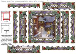 Christmas Village Angel Spiral Wavy Edge Stacker Card Front