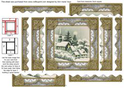 Christmas Village 2 Spiral Wavy Edge Stacker Card Front