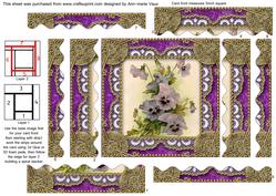 Purple Pansies 2 Spiral Wavy Edge Stacker Card Front