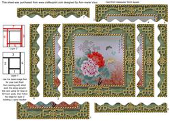 Oriental Peony Butterfly Spiral Wavy Edge Stacker Card Front