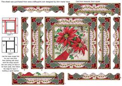 Red Poinsettias 2 Spiral Wavy Edge Stacker Card Front