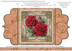 Beautiful Red Roses 2 Lace Bracket Wrap Card