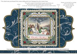 Christmas Church 1 Lace Bracket Wrap Card