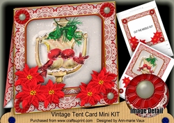 Christmas Lovebirds Vintage 7inch Tent Card Mini Kit