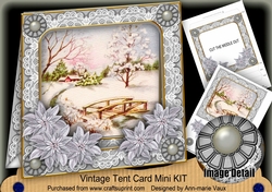 Silver Snowscene Vintage 7inch Tent Card Mini Kit