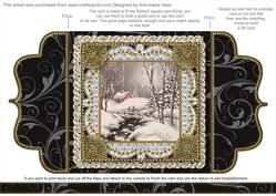 Christmas Snow Scene Lace Bracket Wrap Card