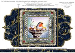 Christmas Robin 2 Lace Bracket Wrap Card