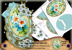 Blue Daisies Oval Easel Card Mini Kit
