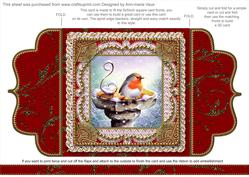 Christmas Robin 2a Lace Bracket Wrap Card