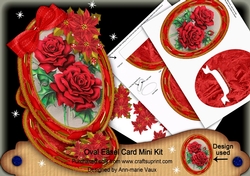 Christmas Red Roses Oval Easel Card Mini Kit