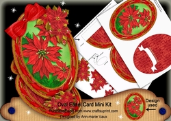 Christmas Red Poinsettia Oval Easel Card Mini Kit